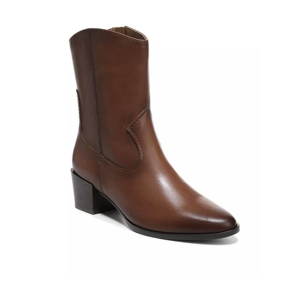 NATURALIZER Womens Brown Gaby Almond Toe Block Heel Leather Western Boot 6M - Picture 2 of 4